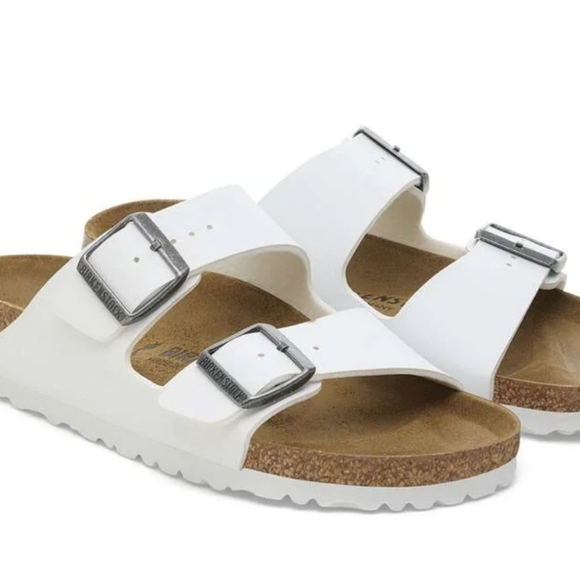 Birkenstock Arizona Birko- Flor Slide Sandals- White - Picture 2 of 15